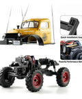 Badass One Twenty Four Scale Rc Crawler With Portal Axles And Two Speed Transmission Gnarly Off Road Rock Climbing Beast showing detailed chassis and yellow body.