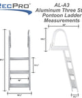3 Step Marine Boarding Ladder With No Fuss Removable Aluminum Build And Quick Release Mounting For Easy Snap On Snap Off Access On Boat Or Dock Built Tough For Saltwater And Wet Environments, 50½ in tall