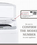 Door Latch Lock Replacement For Washing Machine Keeps The Door Sealed And Fixes Start Pause Button Glitch model label close-up
