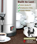 Heavy Duty 24L Stainless Steel Coffee Urn Dispenser Holds 160 Cups Dual Layer Warmer For Catering Church Restaurant Office