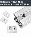 30 Piece M8 Spring T Nuts For 4040 Aluminum Extrusion Profiles with nickel coating, ideal for easy mounting in projects.