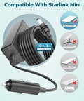 Heavy Duty 11 Feet Starlink Mini Car Power Adapter 12V To 30V DC Charger Cigarette Lighter Cord with 10ft cable.
