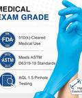 Blue Nitrile Exam Gloves Workhorse For Medical, Food Prep, Cooking And Cleaning Tasks, Disposable Latex Free Medium Size 100 Count