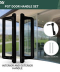 10 Inch Sliding Glass Door Handle Replacement For Patio Doors With 3 7/8 Inch Center Hole Spacing Black Aluminum Handle Set For Interior And Exterior Use No Fuss Durable Patio Glass Door Hardware Easy Install shown with thumb latch and screws