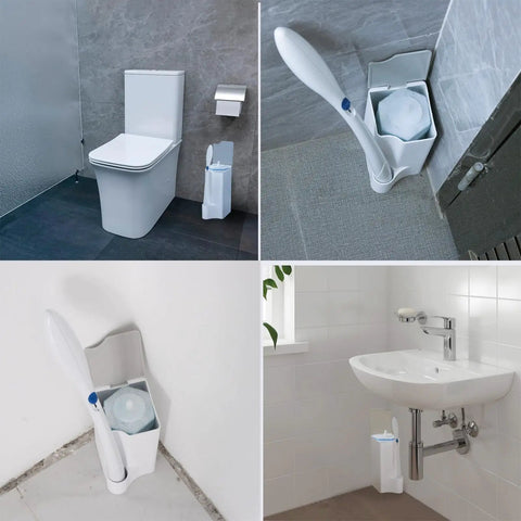 2 Pack Toilet Wand Holder Organizer in white and gray mounted in bathroom, fits standard wand system, holds up to 6 refill pads.