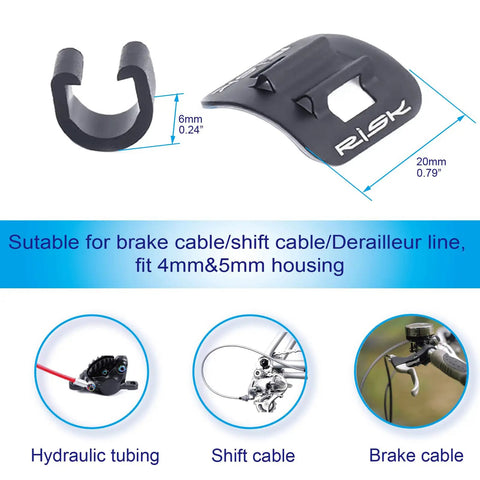 Alloy Bike Cable Guides Kit With 6 Sets Base And Clip For Bicycle Brake Shifter Derailleur Cables showing dimensions