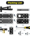 Components of Hidden Door Hinge Kit With 620 Lbs Load Bearing Heavy Duty Stainless Steel Pivot Hinge 360 Degree Rotation Black