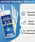 9 In 1 Aquarium Test Strips 150 Count Fish Tank Water Testing Kit in a container with test strips for quick water testing.
