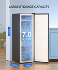 Ace 7 Cu Ft Upright Freezer That Converts To Chill Fridge Mode And Keeps Your Stash Fresh With Smooth Glide Drawers And Spacious Silver Cabinet For Zero Kitchen Stress All Year Round, showing large storage space.