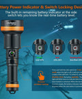 Two In One Zoomable Dive Light For Scuba And Night Dives with battery power indicator and switch locking design