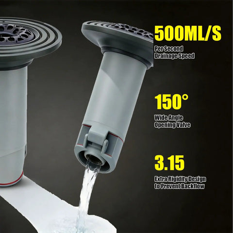 Close-up of Two Pack Magnetic Drain Plugs With Anti Backflow Valve, Hair Filter, And Silicone Sealing Ring shows fast drainage speed.