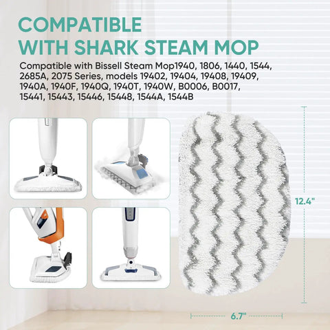 6 Pack Steam Mop Replacement Pads For PowerFresh Steam Mops Compatible With 1940 1806 1544 2075A 2685A And Related Models pad dimensions