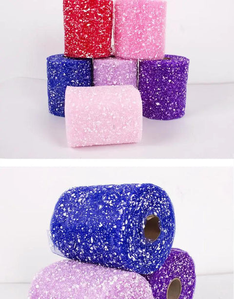 Colorful rolls of Flower Wrapping Mesh Paper Roll 20 Yards 6 Inch Wide Snow Dot Pattern For Bouquets Gift Packaging Craft Netting