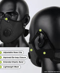 Six Activated Carbon Filters Reusable Dust Mask With Upgraded M Plus Respirator for woodworking and construction work shown from front and side