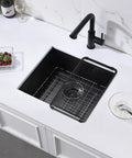 Undermount Kitchen Bar Sink 18 x 16 x 9 Inches Black Stainless Steel Small Bar Prep Sink For Outdoor Laundry RV Use showcased in kitchen
