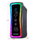 Front view of GX150C2 Gaming UPS Battery Backup And Surge Protector With RGB Lighting, 1500VA 1000W, 13 Outlets, USB-C Charging