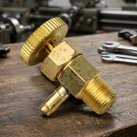 Fuel Bleeder Valve For Injector Pump Replacement, Engine Compatible Part 6598102, High Strength Metal Construction on workbench