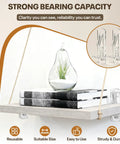 Twenty Piece Clear Cabinet Shelf Pegs With Secure Locking Clips For Three Quarter Inch Thick Shelves No Sweat Installation, strong bearing capacity display with a glass plant holder and books.