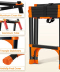 Detailed view of Aluminum Telescoping A-Frame Ladder With One-Button Retraction, Portable for Home or RV, showing components.