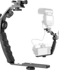 Heavy Duty DSLR L Bracket Mount With Dual Cold Shoe Mounts And Quarter Inch Tripod Thread Padded Hand Grip Video Grip for cameras