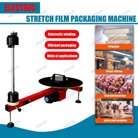 Heavy Duty Wrap Around Stretch Film Wrapper For Pallets, Dual Mode Semi Auto Turntable Dispenser, 15.7 Inch Table