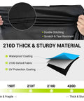 Durable 210D Waterproof Tricycle And Bike Cover For Outdoor Use Fits 1 To 2 Bikes With Full Coverage Snug Fit Universal Size 90.5L By 37.4W By 49.2H For Most Adult Tricycles And E Bikes Orange Weatherproof Dustproof All Weather black 210D fabric with double stitching and waterproof coating