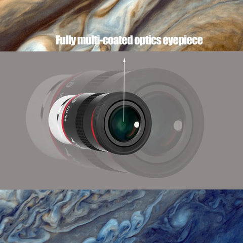 Six Millimeter Telescope Eyepiece With Ultra Wide 68 Degree Field Of View For Easy Target Grab And Smooth Tracking, black metal 1.25-inch