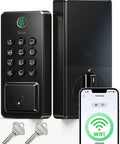 Sick Matte Black Wifi Smart Fingerprint Deadbolt Front Door Lock Built In Wifi Enables Hassle Free App Control and Security Checks without a Hub with Smartphone access.