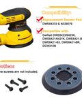5 Inch 8-Hole Hook And Loop Sanding Pad Replacement Set with sander, pad, and screws, compatible with DWE6423 DWE6421 Series and DCW210B