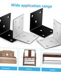 Built Tough Iron Corner Brackets For Cabinet Repair With Included Screws For Quick Diy Fixes No Sweat Power Drill Install For Shelves And Tables Slick Black Heavy Duty L Bracket Shelf Support Hardware Pack displayed with furniture, chairs, and tables.