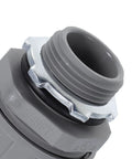 Heavy Duty Flexible Conduit Connectors NPT Three Quarter Inch PVC Pipe Couplers 5 Pack close-up showing durable threading and material.