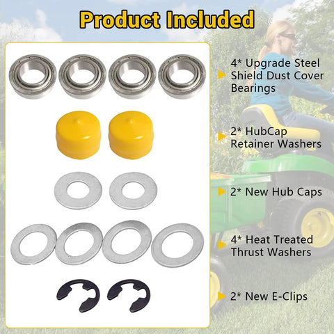 4 Pack Front Wheel Bushing To Bearing Conversion Kit 9040H for Lawn Mowers Compatible With John Deere components