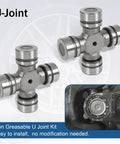 Non-greasable Ford Front Axle Seal And U Joint Kit for F250 F350 F450 F550 Super Duty showing dual U-joint view
