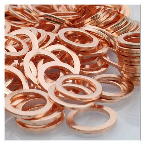 Must Have 30Pcs Copper Washer Flat Ring Gasket Set Seal Kit For Sump Plugs Oil Leak Proof Corrosion Resistant Reduce Friction Durable Heavy Duty For Cars Home Garage Fix Fluid Drips At Shop Easy Install close-up copper washers