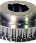 Heavy Duty Gray Iron Pt2 Powergrip Sprocket Designed For 115mm Width Belts With 32 Grooves And 14mm Pitch side view.