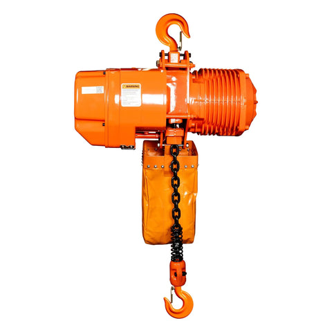 Prowinch 2 Ton Electric Chain Hoist With 20 Ft Lift And H3 Heavy Duty Grade For Continuous Industrial Warehouse Work side view.