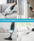 Corded Vacuum Cleaner With 15KPa Suction 400W Motor 12 In 1 Lightweight Bagless Stick Vacuum cleaning sofa, curtain, and floor.