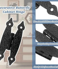 Decorative butterfly cabinet hinge with premium solid iron construction in close-up view.