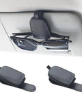 Slick Magnetic Leather Sunglasses Holder For Car Visor Clip With Heavy Duty Snap Easy One Hand Flip Stylish Auto Eyewear Organizer Black Pack Of Two, holding shades on car visor.
