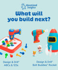 Design And Drill Bolt It Bucket Construction Toys For Toddlers And Kids Tool Set with Real Electric Drill and Rocket Toy