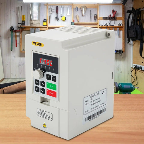 3KW 220V Variable Frequency Drive VFD For 1 Or 3 Phase Input And 3 Phase Output, 0 To 1000 Hz Speed Control, on workshop table