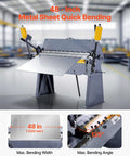 48 Inch Heavy Duty Box And Pan Brake For Metalworking, 12 Gauge Mild Steel Capacity, 0 To 135 Degree Adjustable Bending