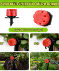 Adjustable irrigation micro dripper settings from off to strong on 230 Piece All In One Quarter Inch Barbed Drip Irrigation Fittings Kit