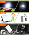 Beast 20,000mAh Portable LED Work Light and Camping Lantern showing brightness, battery life, and anti-extrusion features.
