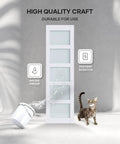 Bifold Barn Door 48x84 Inches Double Panel With Sliding Hardware Kit, Solid MDF Waterproof PVC, Frosted Glass Panel