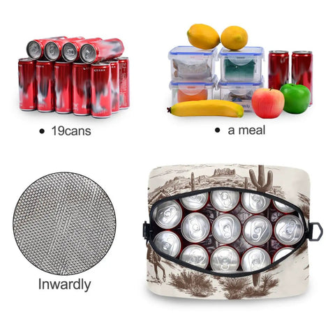 Desert Cowboy Insulated Lunch Bag 10L Leakproof Cooler with cans and meal, durable 300D Oxford fabric, adjustable strap