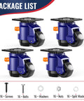 Heavy Duty Leveling Casters Set Of 4 With Ratchet Handle For Quick Height Adjustment, Each Castor Supports Up To 2200 Lbs, blue casters