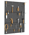 Heavy Duty Metal Pegboard Panels Pack Of 3 For Wall Mount Garage Tool Storage Black Finish Modular Pegboard Organizer