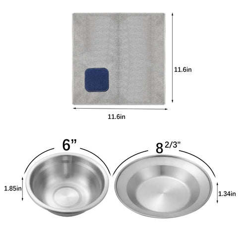 Camping Cutlery Set With Eight Piece Stainless Steel Spoons Forks Knives Plates Bowls And A Mug In One Lightweight Zipper Case, includes 11.6in rag and metal bowls.
