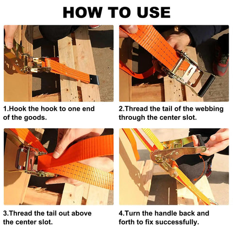Step-by-step guide using Heavy Duty 12 Pack Ratchet Tie Down Straps 2 Inch By 27 Foot For Trucks 10000 Pound Break Strength 3300 Pound Working Load Premium J Hook Cargo Straps Rugged Webbing For Secure Hauls On Any Rig on wooden pallets.